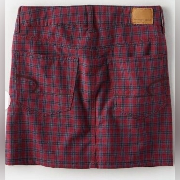 American Eagle Women’s Red Maroon Ne(X)t Level High Waisted Plaid Mini Skirt 14 - Picture 2 of 10